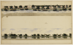 216212 Plattegrond en een panorama over de Stadsbuitengracht van het ontwerp voor een plantsoen (het latere ...